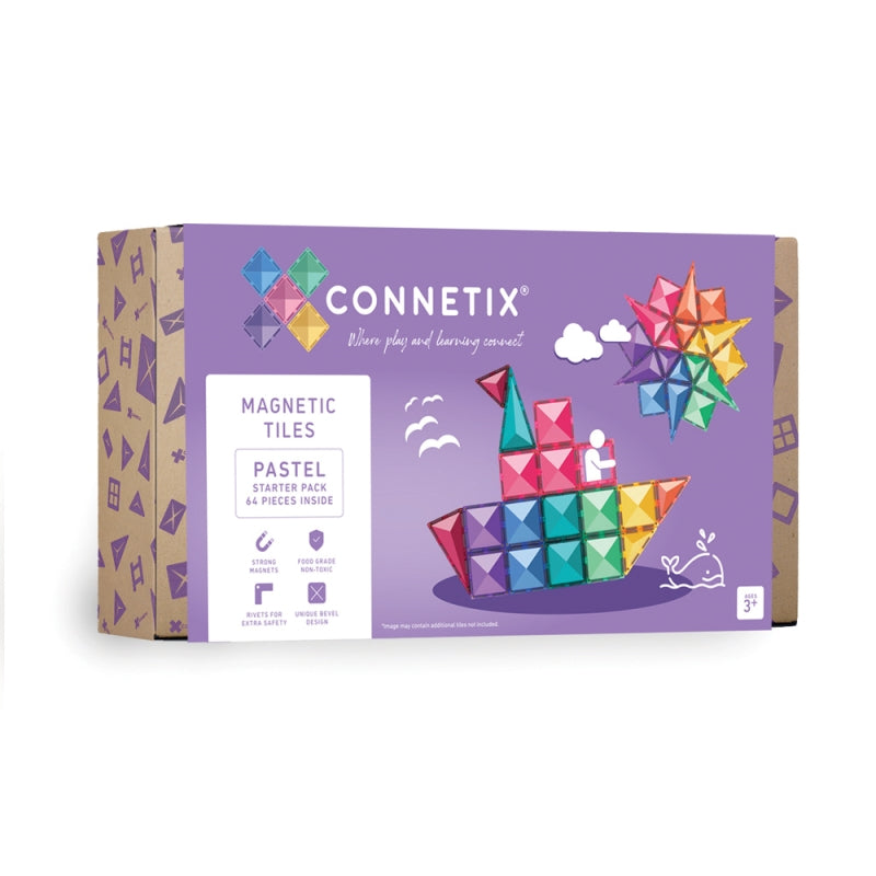 Pastel Starter Pack 64 pcs Magnetic Tiles - Connetix