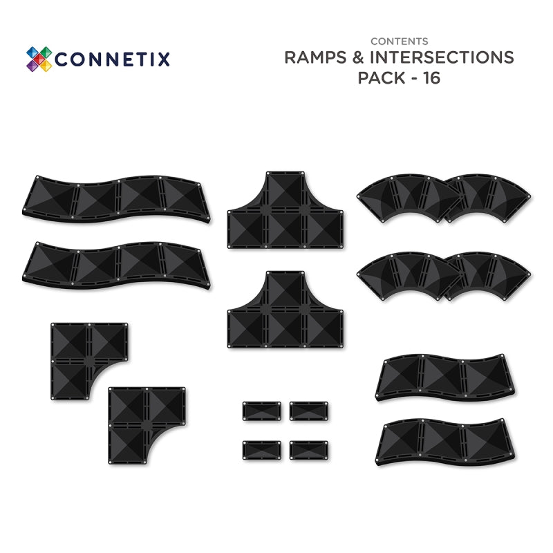 Ramps and Intersections 16pc Magnetic Tiles - Connetix