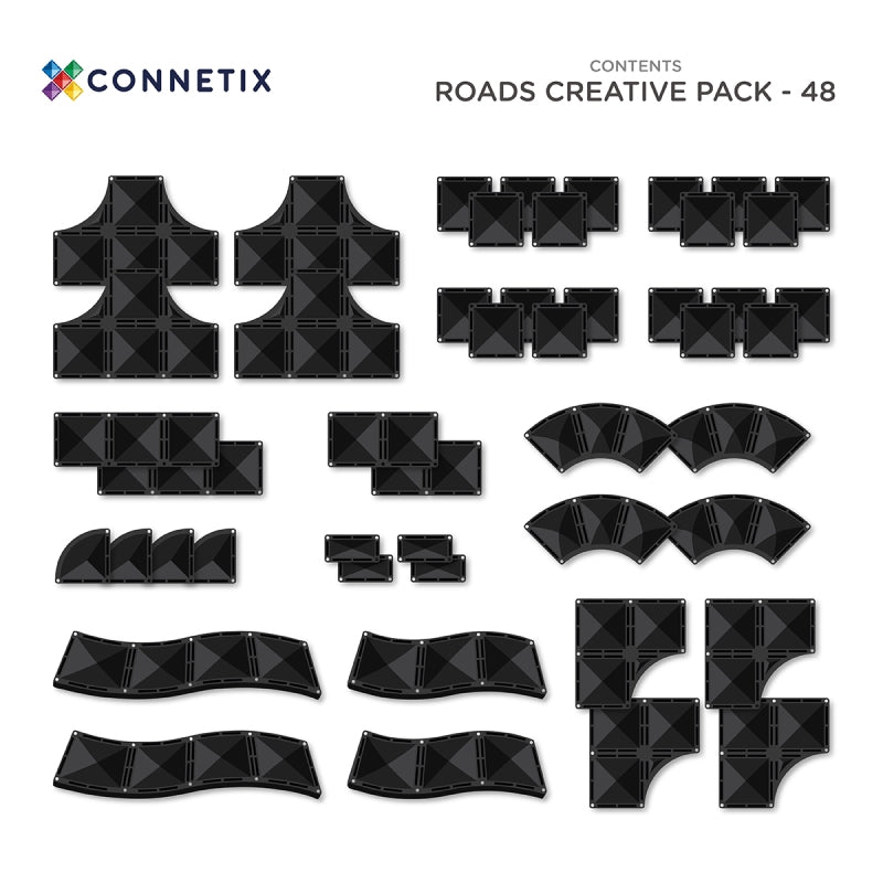 Creative Roads Pack 48pc Magnetic Tiles - Connetix