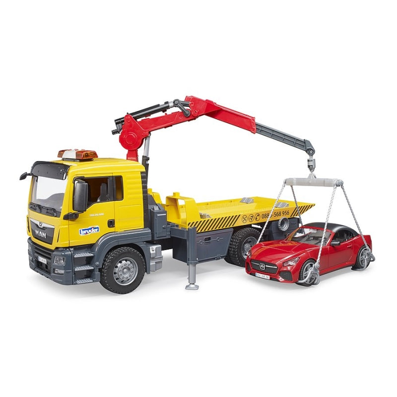 MAN TGS Tow Truck with Roadster and Light and Sound 1:16 - Bruder