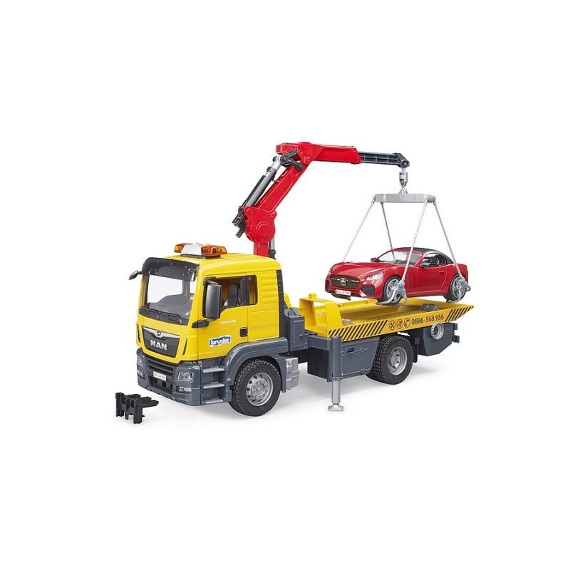 MAN TGS Tow Truck with Roadster and Light and Sound 1:16 - Bruder