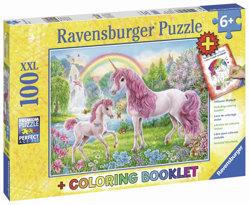 Magical Unicorns 100pc Puzzle + Colouring Book - Ravensburger